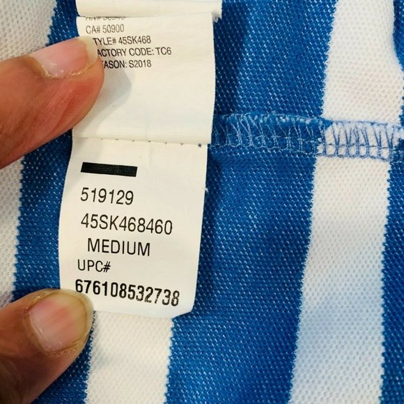IZOD Advantage Performance Polo T-Shirt Stretch Short Sleeve Stripe Blue White M - Picture 9 of 12